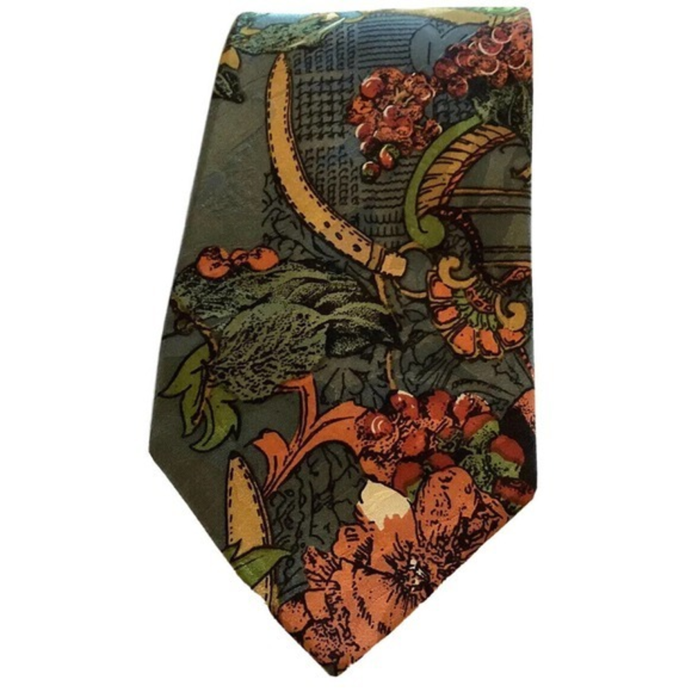 Daniel De FASSON‎ blue designer silk floral mens tie necktie